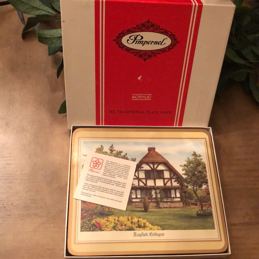 VINTAGE PIMPERNEL ENGLISH COTTAGES Acrylic Traditional Place Mats SET OF SIX